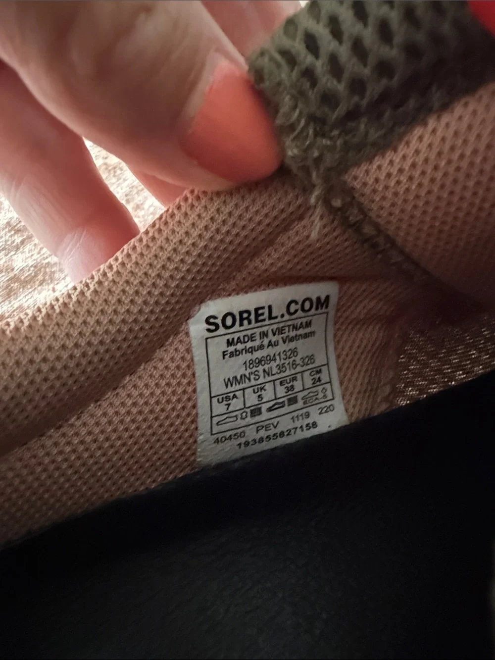 Sorel Olive Green Mesh Lace-Up Sneakers with Coral Logo Tab